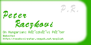 peter raczkovi business card